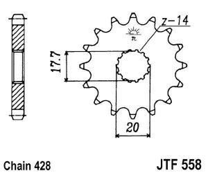 Front sprocket JT JTF 558-16 16T, 428